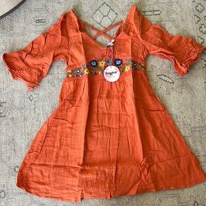 Hayden Orange Ruffled Tiered Sundress